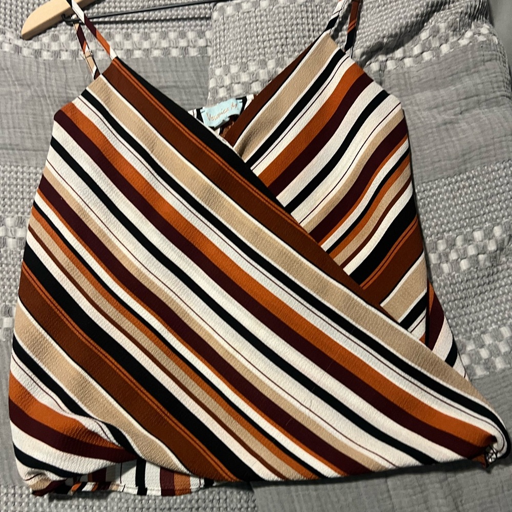 Veronica M Striped Tank Top - Brown, Black, White, Orange